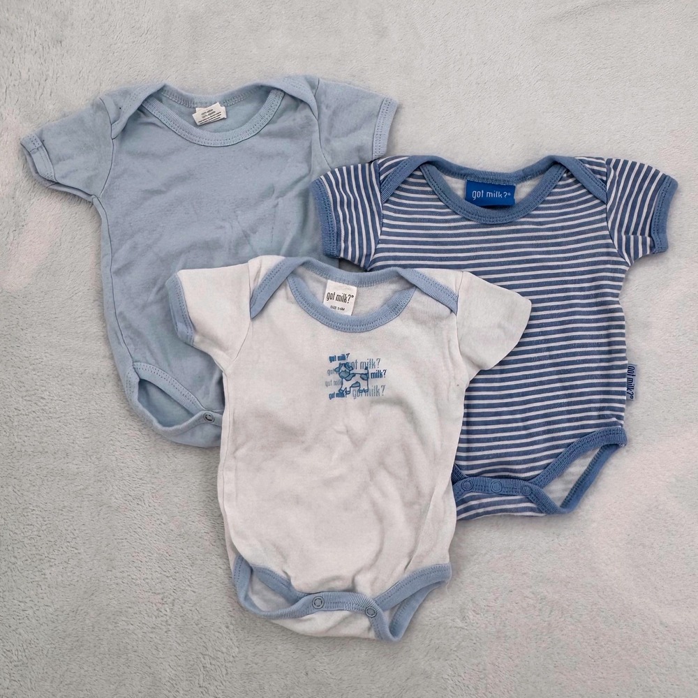 Got Milk? Vintage 90s Baby Bodysuit Lot, Size 3-6M, 3 Pack 100% Cotton